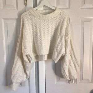 urban outfitters white / cream eyelet jumper / sweater